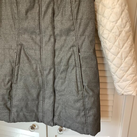 Prana women's Mixer Parka coat small quilted cream grey full zip - Picture 3 of 12